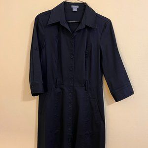 Ann Taylor 8 Petite Black Collar Shirt Dress
